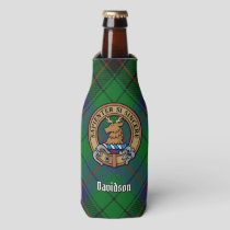 Clan Davidson Crest over Tartan Bottle Cooler