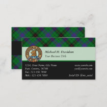 Clan Davidson Crest over Tartan Business Card