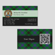 Clan Davidson Crest over Tartan Business Card