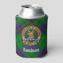 Clan Davidson Crest over Tartan Can Cooler