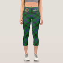 Clan Davidson Crest over Tartan Capri Leggings