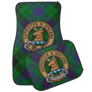 Clan Davidson Crest over Tartan Car Floor Mat