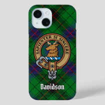 Clan Davidson Crest over Tartan iPhone 15 Case