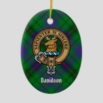 Clan Davidson Crest over Tartan Ceramic Ornament