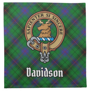Clan Davidson Crest over Tartan Cloth Napkin