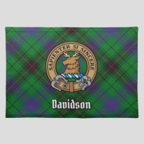 Clan Davidson Crest over Tartan Cloth Placemat