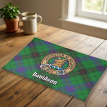 Clan Davidson Crest over Tartan Cloth Placemat