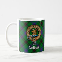 Clan Davidson Crest over Tartan Coffee Mug