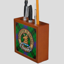 Clan Davidson Crest over Tartan Desk Organizer
