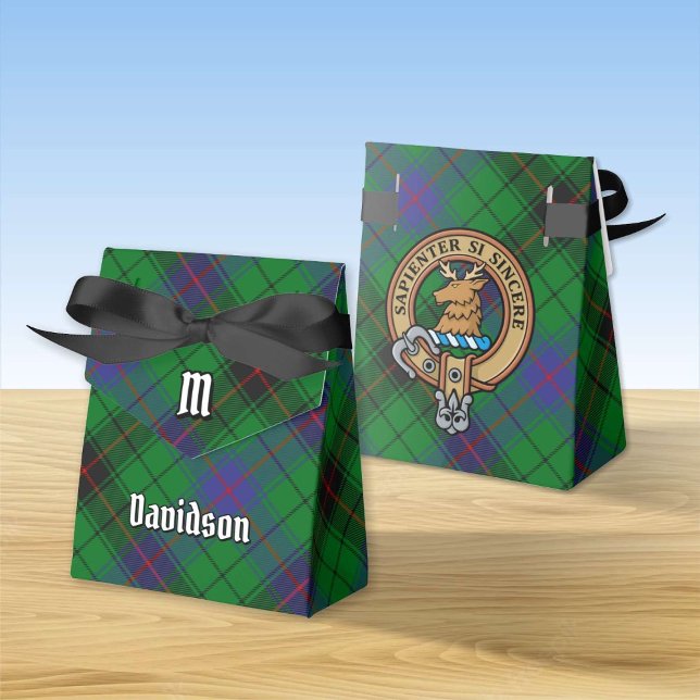 Clan Davidson Crest over Tartan Favor Boxes (Creator Uploaded)