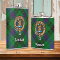Clan Davidson Crest over Tartan Flask
