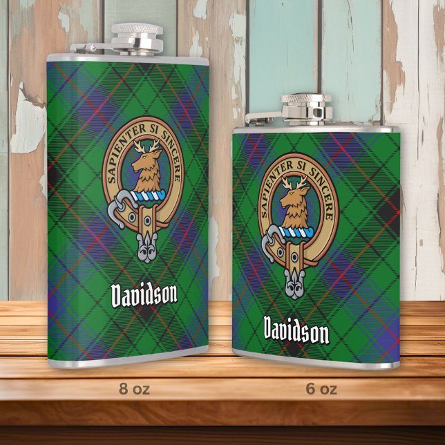 Clan Davidson Crest over Tartan Flask (Creator Uploaded)