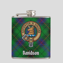 Clan Davidson Crest over Tartan Flask