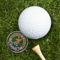 Clan Davidson Crest over Tartan Golf Ball Marker