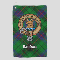 Clan Davidson Crest over Tartan Golf Towel