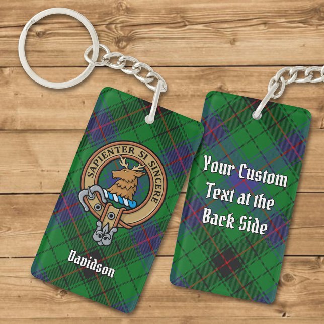 Clan Davidson Crest over Tartan Keychain (Creator Uploaded)