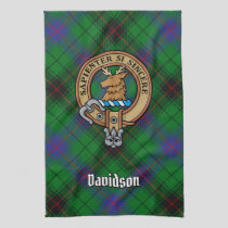 Clan Davidson Crest over Tartan Kitchen Towel