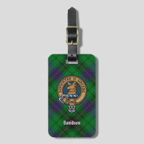 Clan Davidson Crest over Tartan Luggage Tag