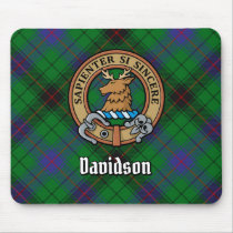 Clan Davidson Crest over Tartan Mouse Pad