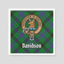 Clan Davidson Crest over Tartan Napkins