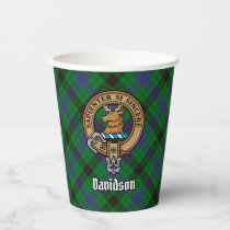 Clan Davidson Crest over Tartan Paper Cups