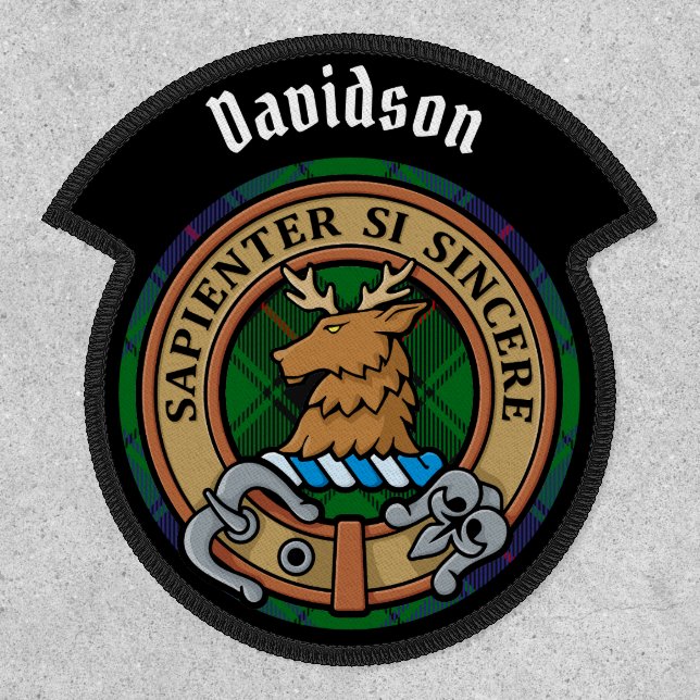Clan Davidson Crest over Tartan Patch (Front)