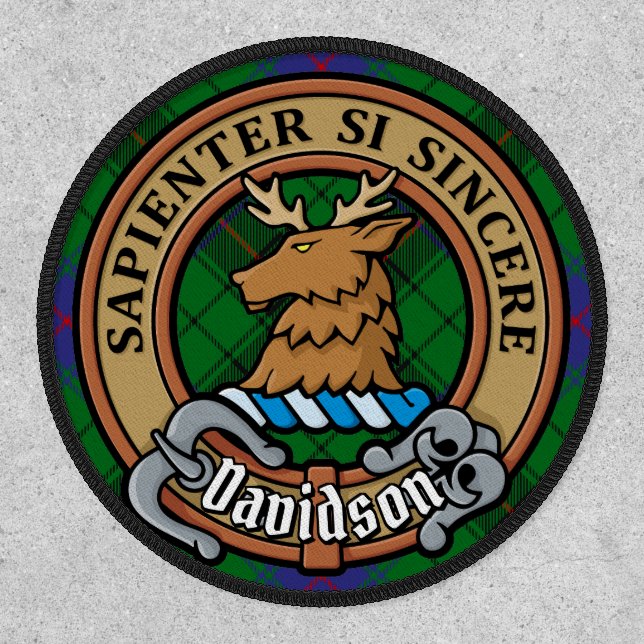 Clan Davidson Crest over Tartan Patch (Front)