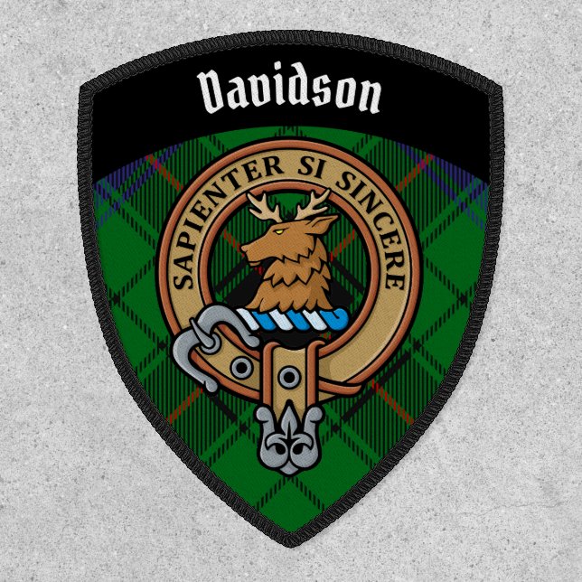 Clan Davidson Crest over Tartan Patch (Front)