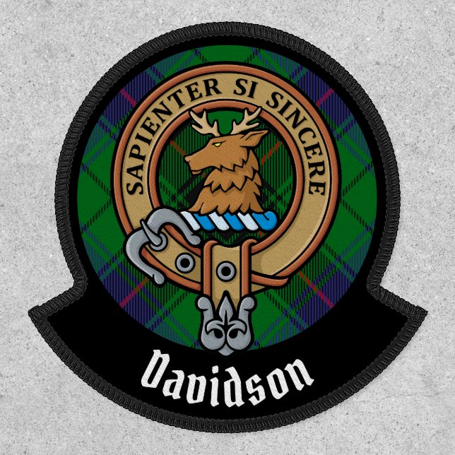 Clan Davidson Crest over Tartan Patch (Front)