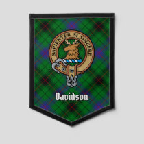 Clan Davidson Crest over Tartan Pennant