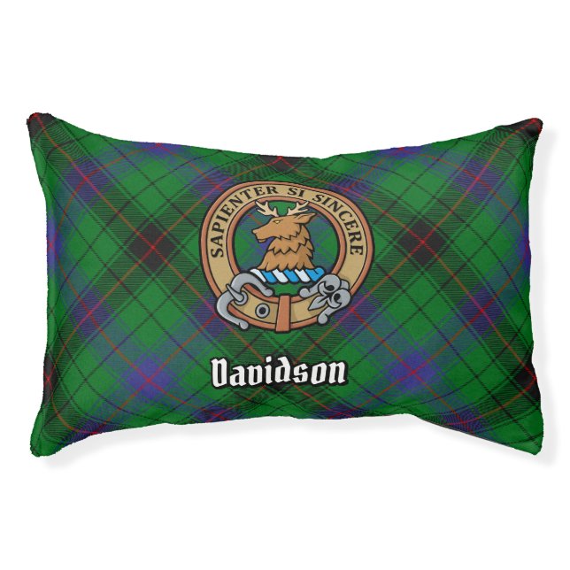 Clan Davidson Crest over Tartan Pet Bed (Front)