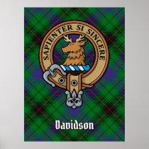 Clan Davidson Crest over Tartan Poster