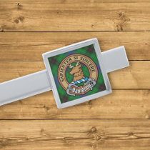 Clan Davidson Crest over Tartan Silver Finish Tie Bar