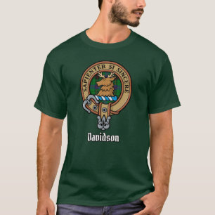 Clan Davidson Crest over Tartan T-Shirt
