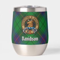 Clan Davidson Crest over Tartan Thermal Wine Tumbler