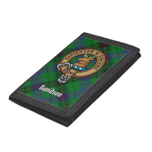Clan Davidson Crest over Tartan Tri-fold Wallet
