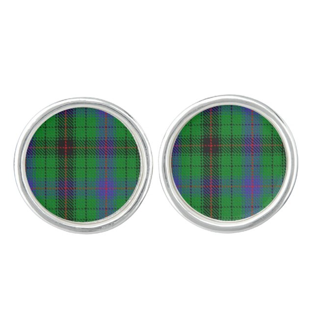 Clan Davidson Crest & Tartan Cufflinks (Front)