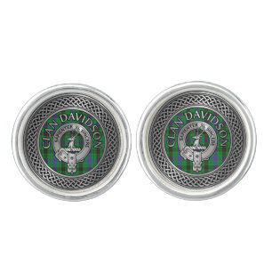Clan Davidson Crest & Tartan Knot Cufflinks