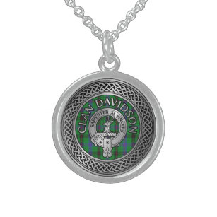 Clan Davidson Crest & Tartan Knot Sterling Silver Necklace