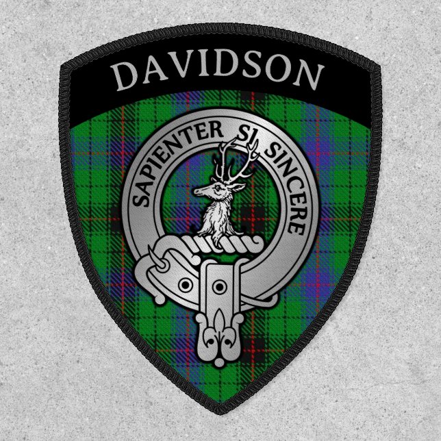 Clan Davidson Crest & Tartan Shield Patch (Front)