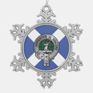 Clan Davidson Crest & Tartan Snowflake Pewter Christmas Ornament