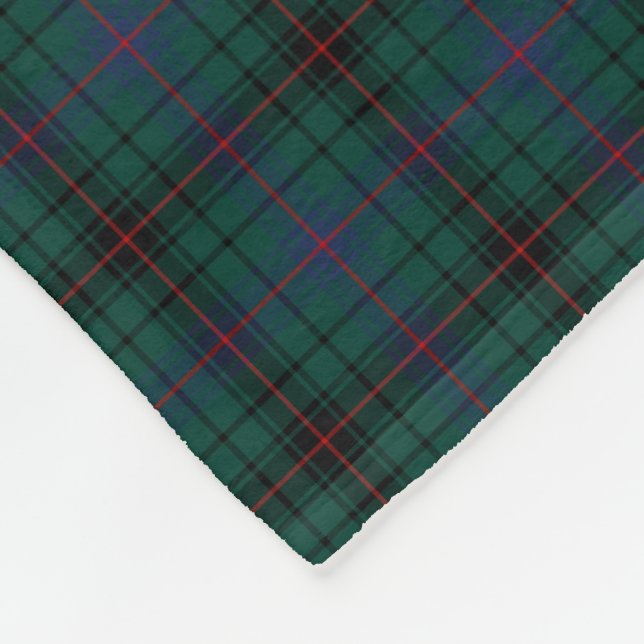 Clan Davidson Dark Green Tartan Fleece Blanket (Corner)