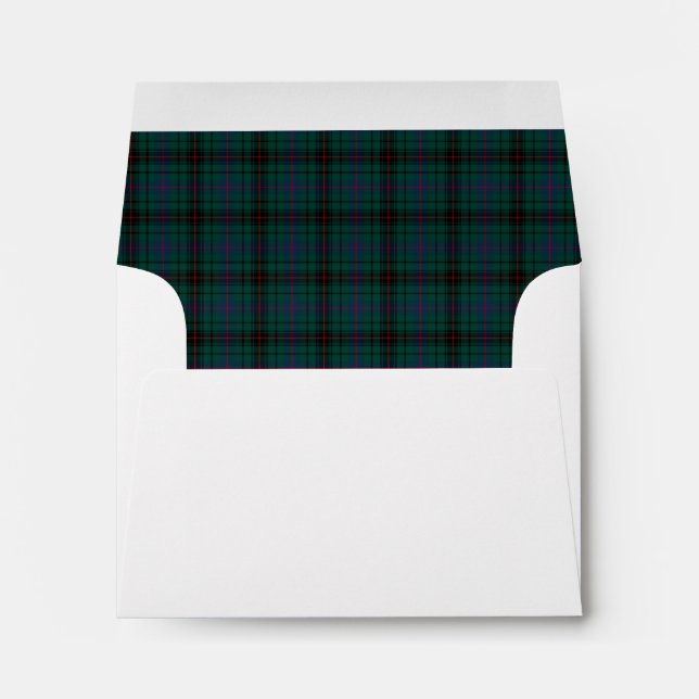 Clan Davidson Tartan Forest Green and Black Plaid Envelope (Back (Bottom))