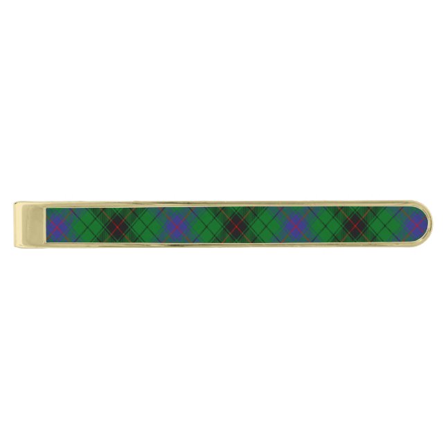 Clan Davidson Tartan Gold Finish Tie Bar (Front)