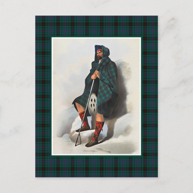 Clan Davidson Vintage Illustration Tartan Frame Postcard (Front)