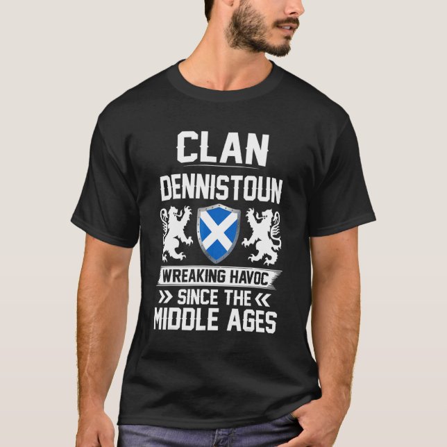 Clan Dennistoun Scottish Family Clan Scotland Wrea T-Shirt (Front)