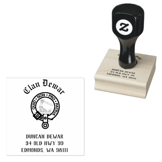 Clan Dewar Crest Badge Customizable  Rubber Stamp (Stamped)