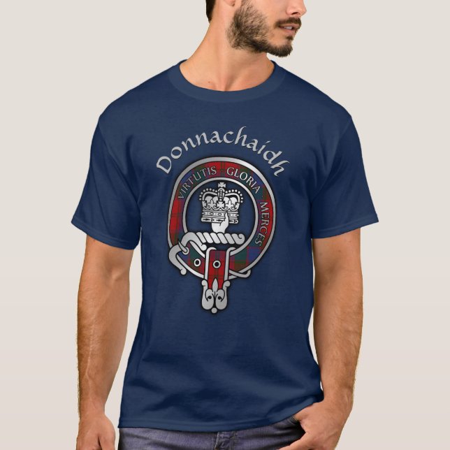Clan Donnachaidh Crest & Tartan T-Shirt (Front)