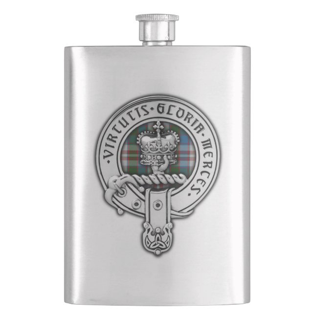 Clan Donnachaidh (Robertson) Crest & Dress Tartan Flask (Front)