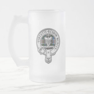 Clan Donnachaidh (Robertson) Crest & Dress Tartan Frosted Glass Beer Mug
